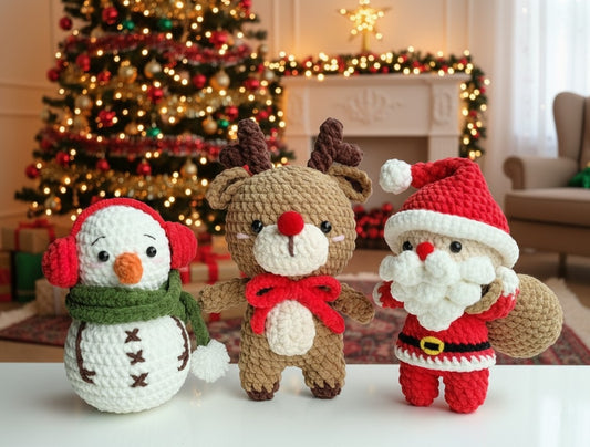 KateCrochet™ Christmas Crochet Pattern Bundle : Santa & Reindeer & Snowman